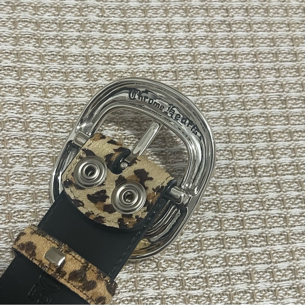 Chrome Hearts Leopard Print Belt with Silver Buckle - Picture 4 of 10